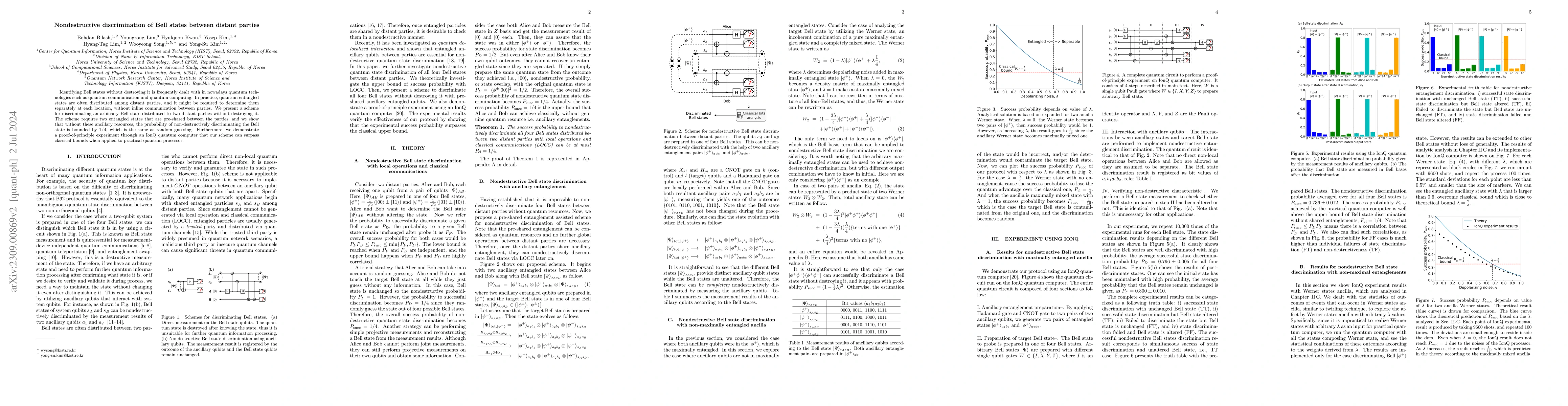 Thumbnail for Nondestructive discrimination of Bell states between distant parties