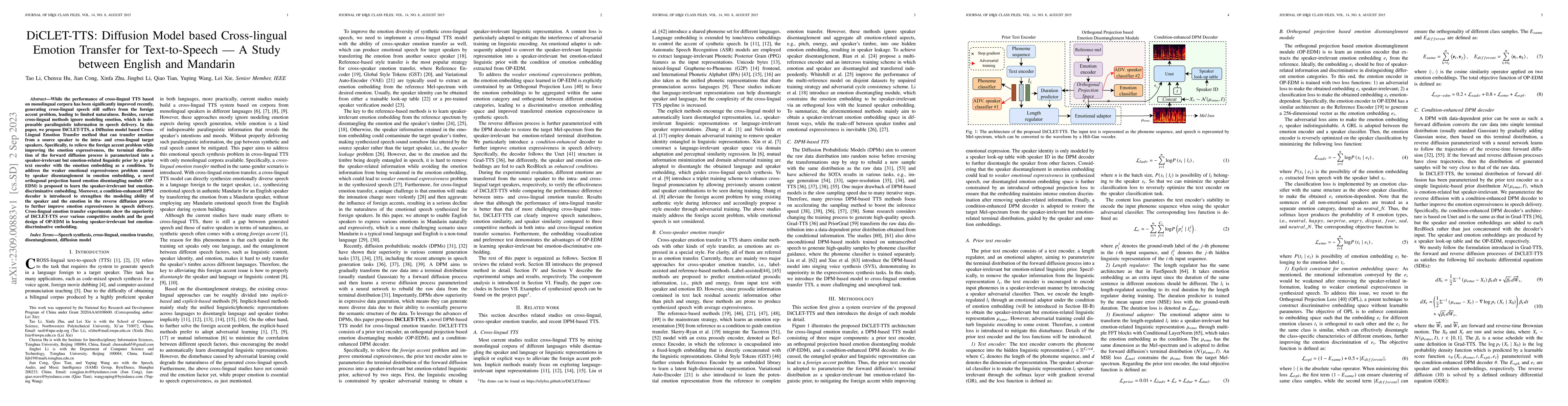 Thumbnail for DiCLET-TTS: Diffusion Model based Cross-lingual Emotion Transfer for
  Text-to-Speech -- A Study between English and Mandarin