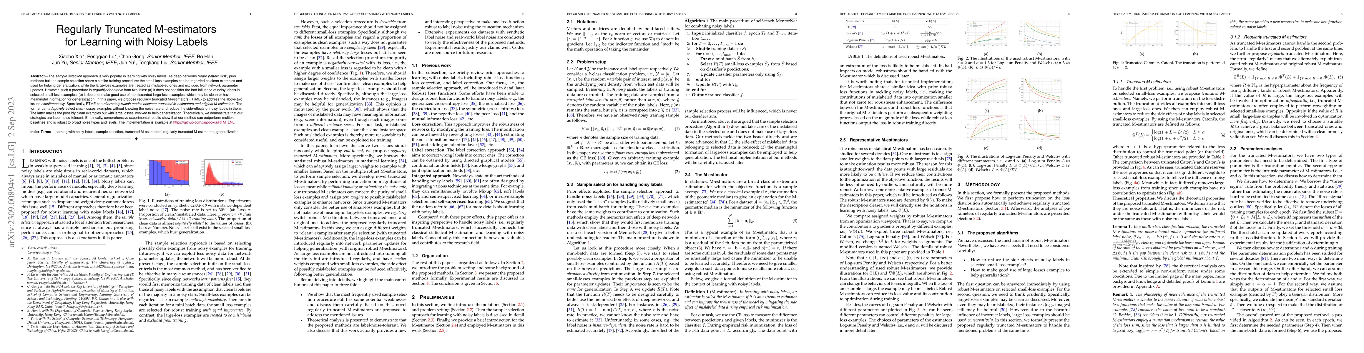 Thumbnail for Regularly Truncated M-estimators for Learning with Noisy Labels
