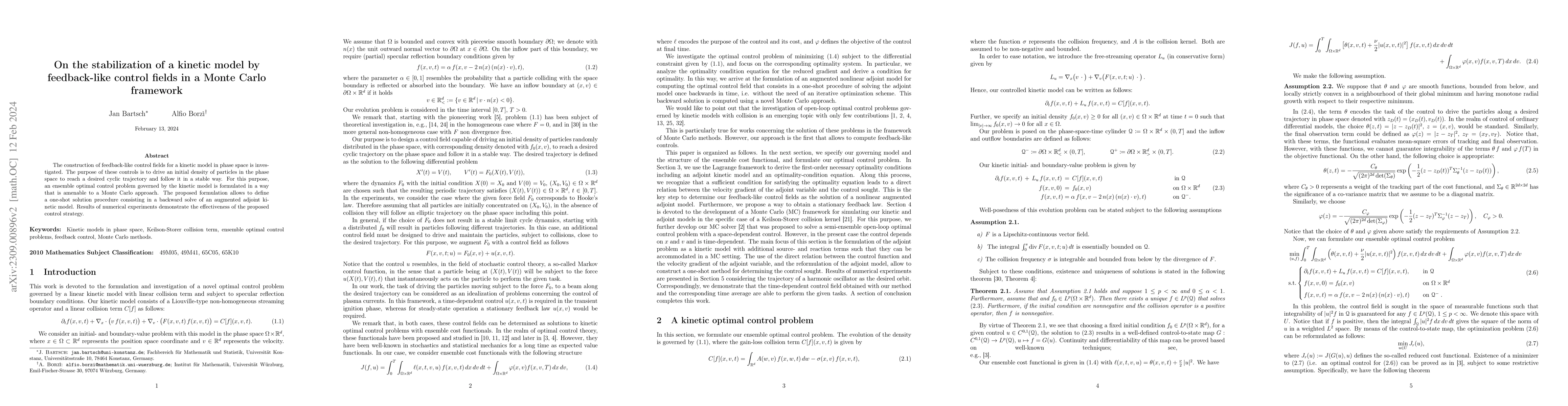 Thumbnail for On the stabilization of a kinetic model by feedback-like control fields
  in a Monte Carlo framework