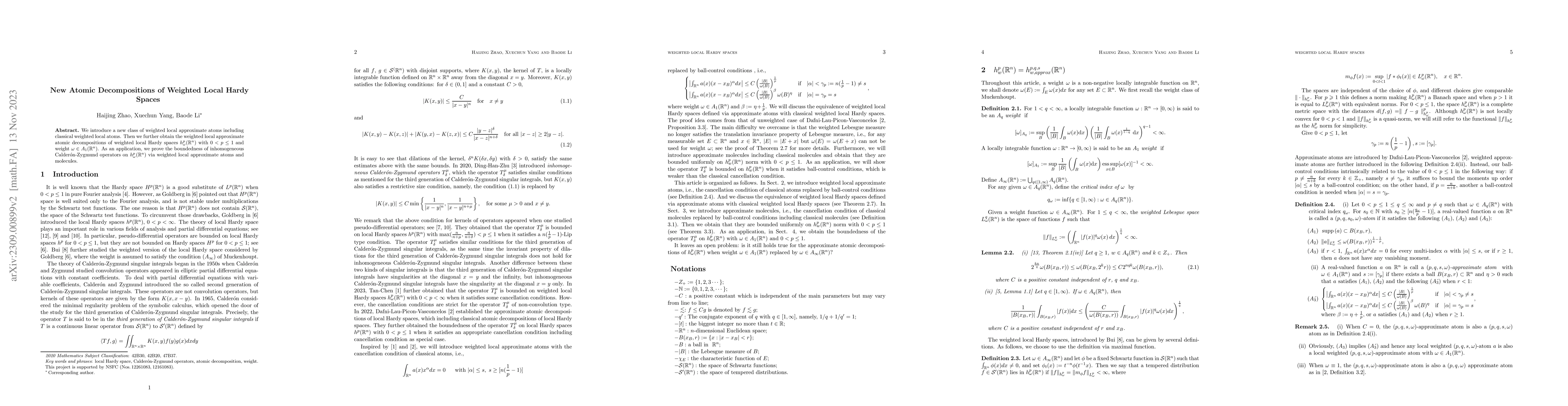 Thumbnail for New Atomic Decompositions of Weighted Local Hardy Spaces