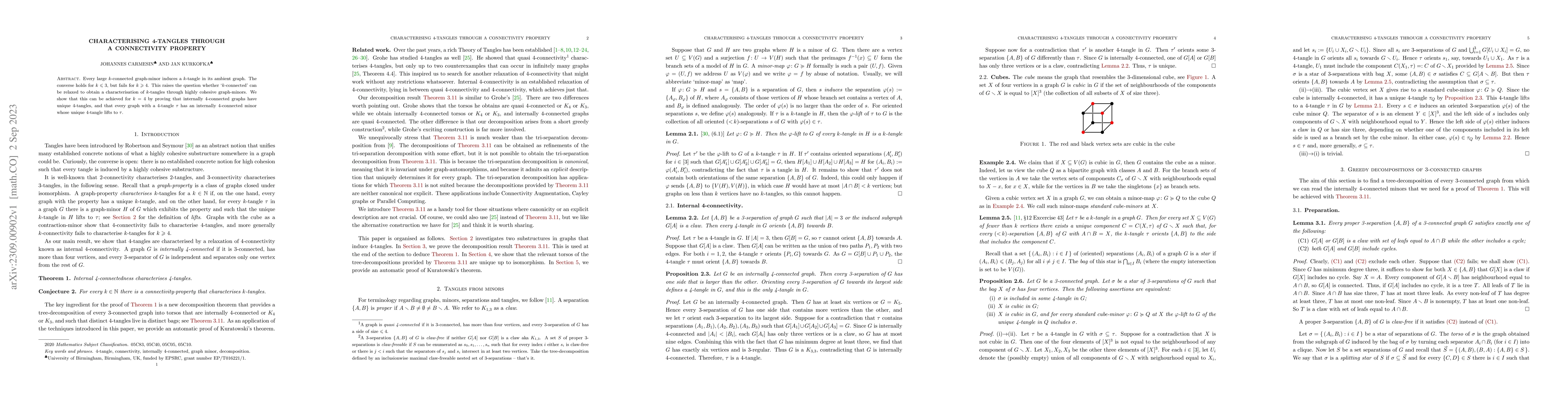 Thumbnail for Characterising 4-tangles through a connectivity property