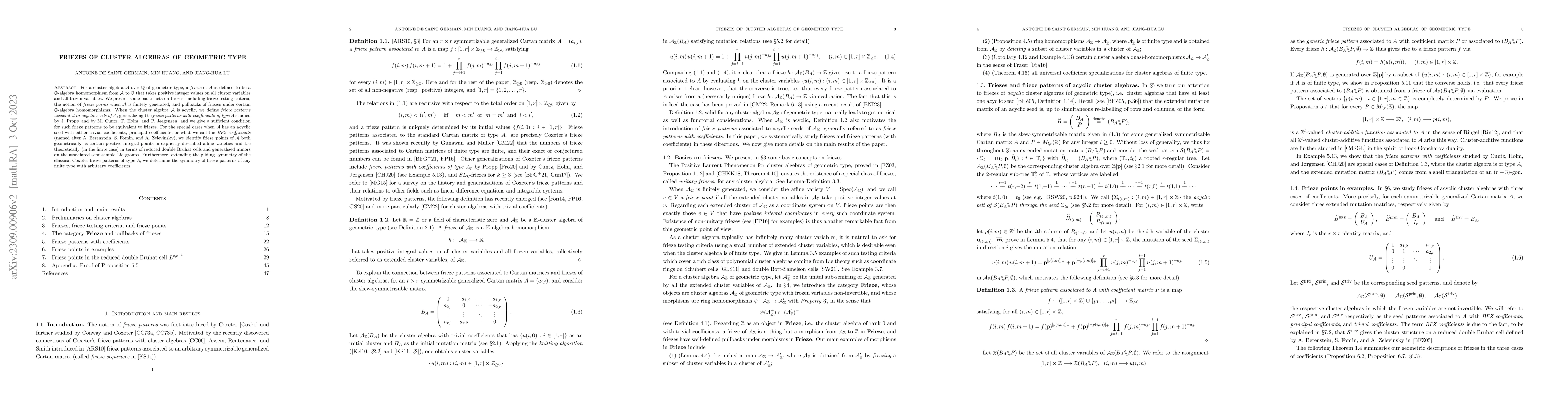 Thumbnail for Friezes of cluster algebras of geometric type