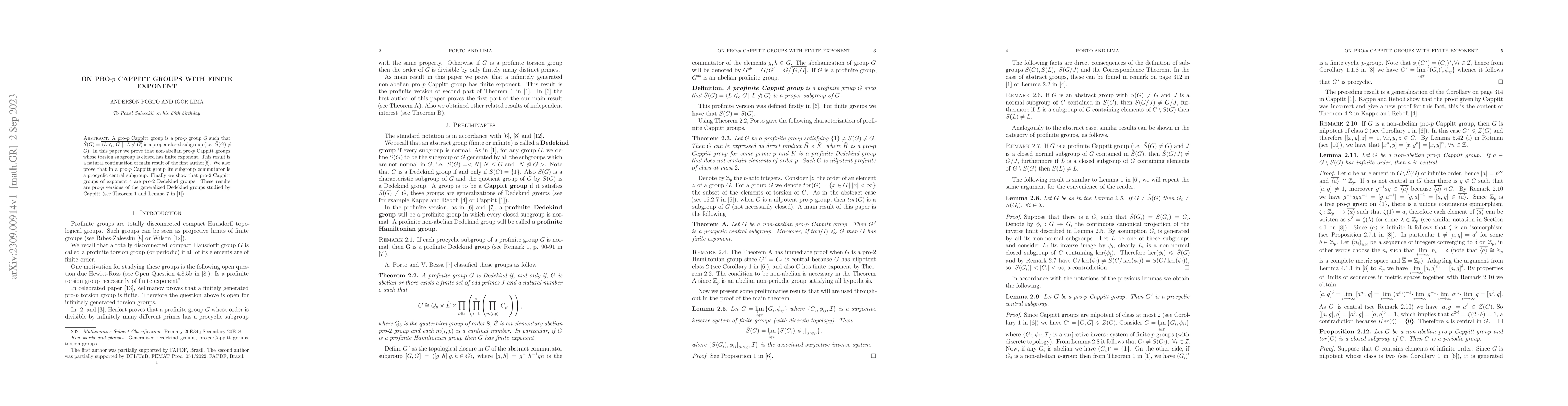 Thumbnail for On pro-p Cappitt groups with finite exponent