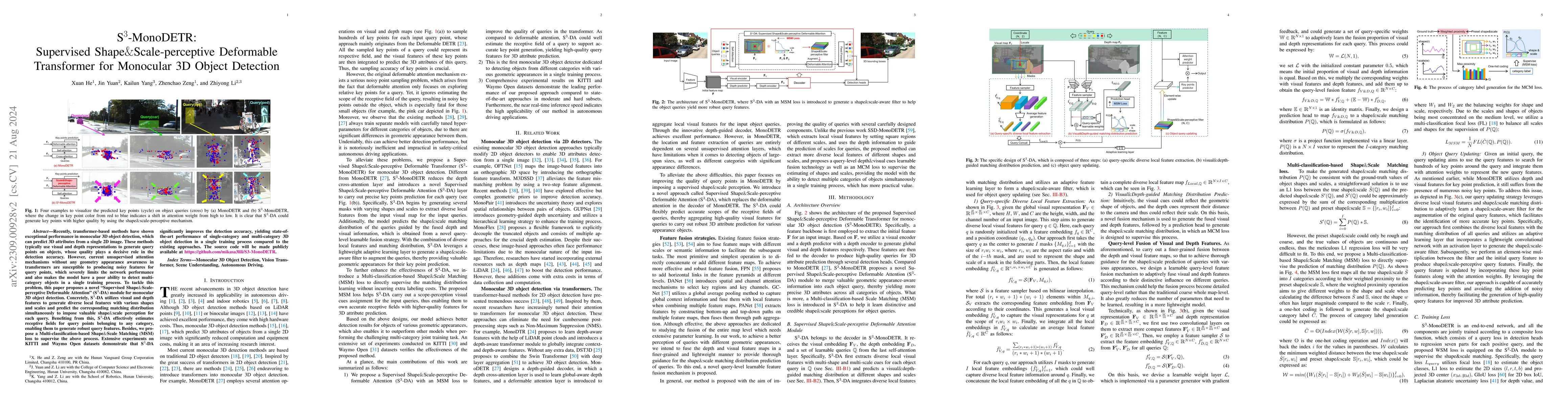 Thumbnail for S$^3$-MonoDETR: Supervised Shape&Scale-perceptive Deformable Transformer
  for Monocular 3D Object Detection