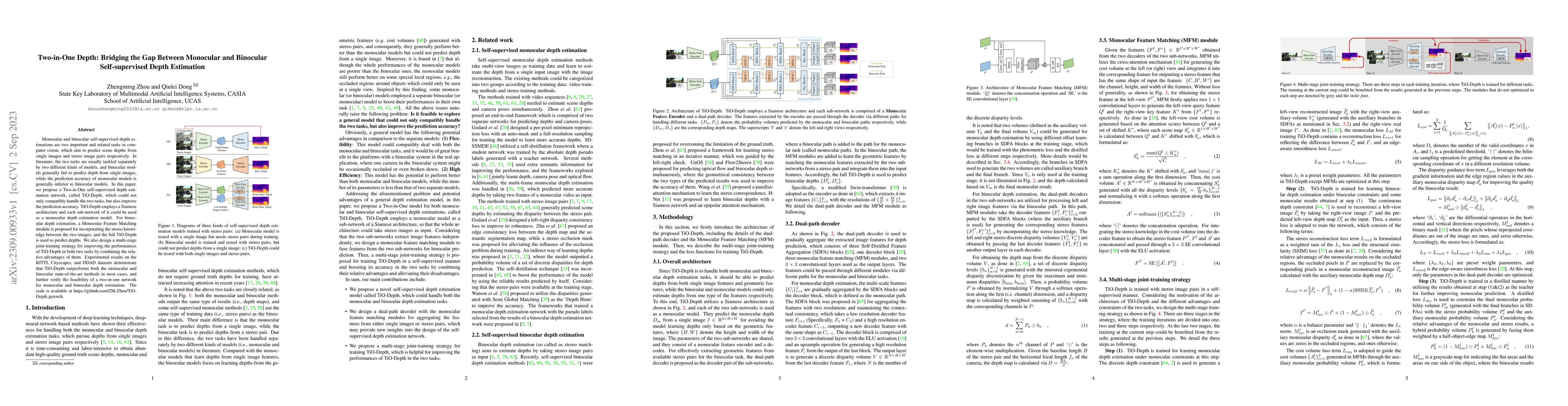 Thumbnail for Two-in-One Depth: Bridging the Gap Between Monocular and Binocular
  Self-supervised Depth Estimation