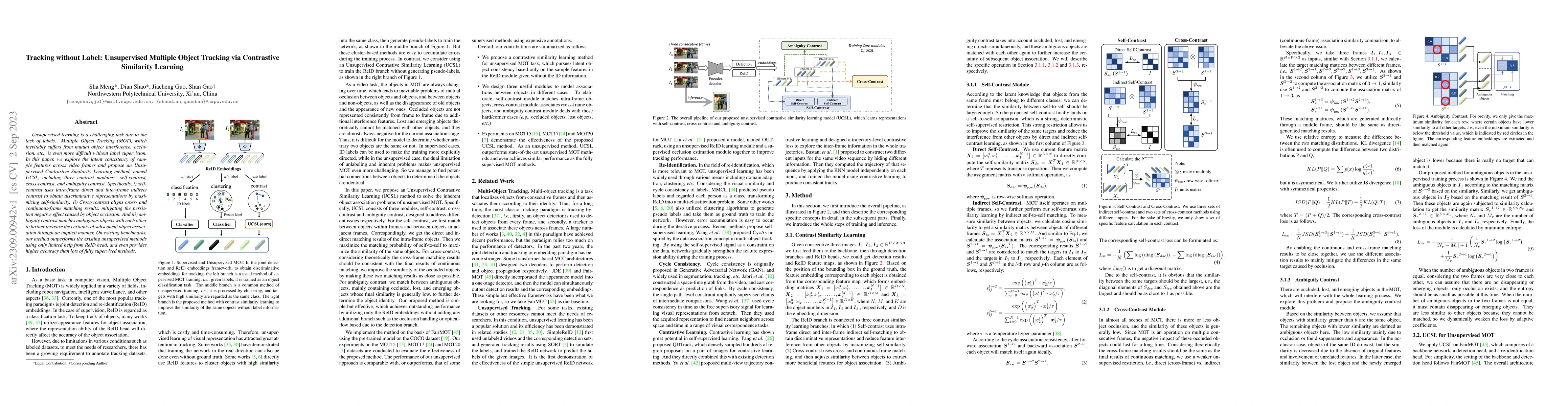 Thumbnail for Tracking without Label: Unsupervised Multiple Object Tracking via
  Contrastive Similarity Learning