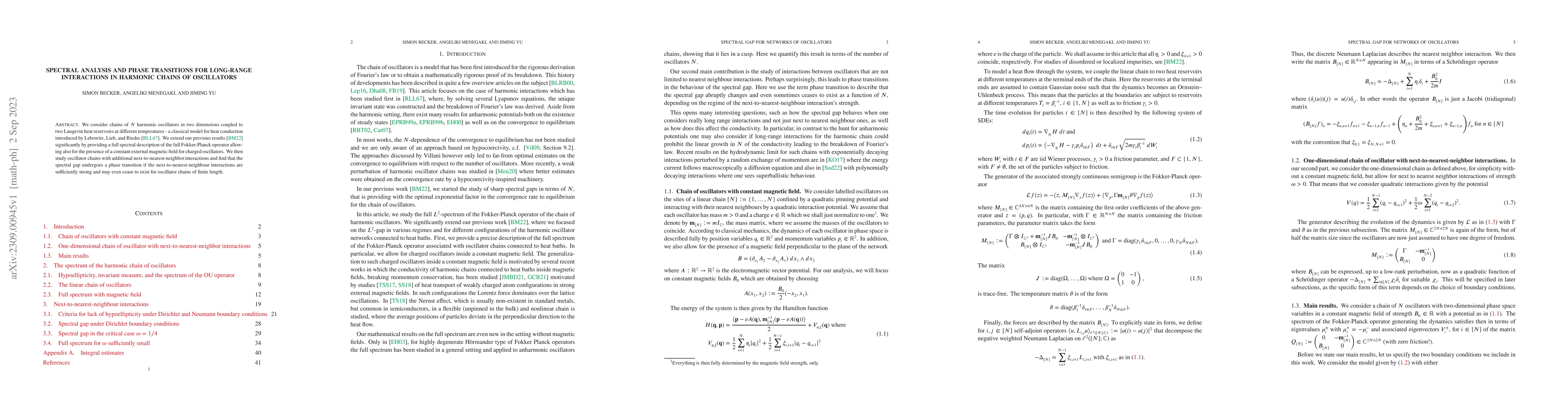Thumbnail for Spectral analysis and phase transitions for long-range interactions in
  harmonic chains of oscillators