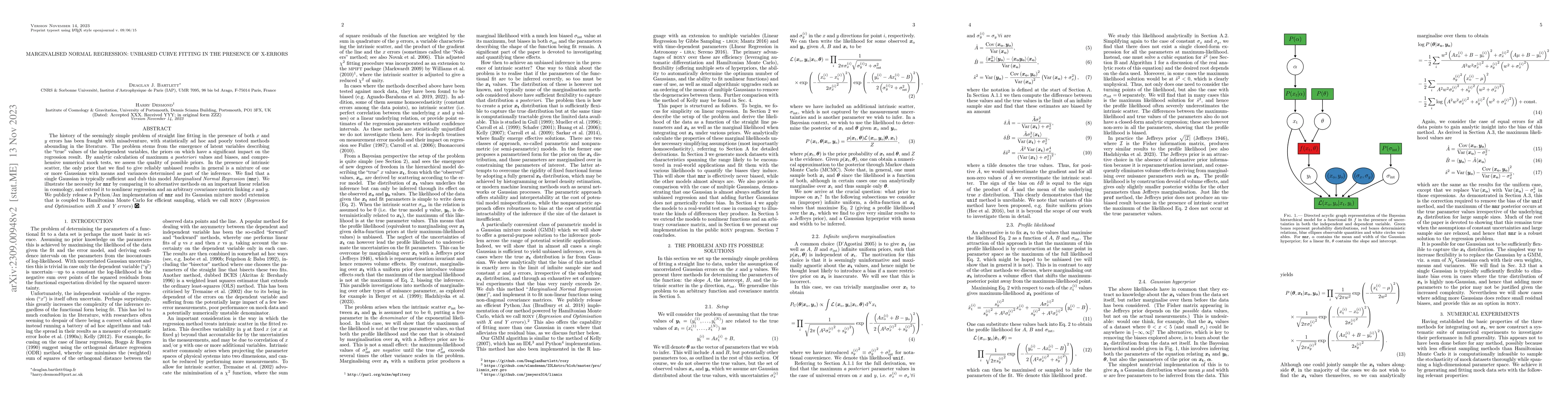 Thumbnail for Marginalised Normal Regression: Unbiased curve fitting in the presence
  of x-errors