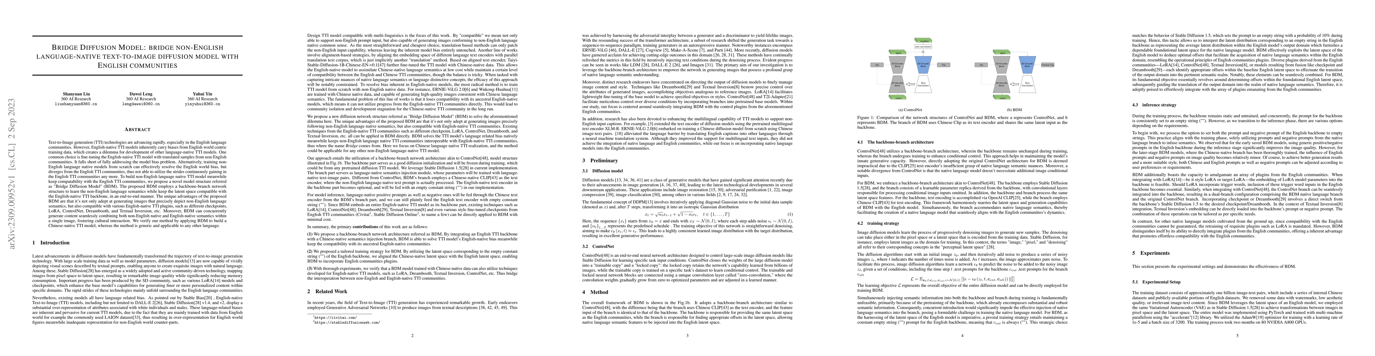 Thumbnail for Bridge Diffusion Model: bridge non-English language-native text-to-image
  diffusion model with English communities