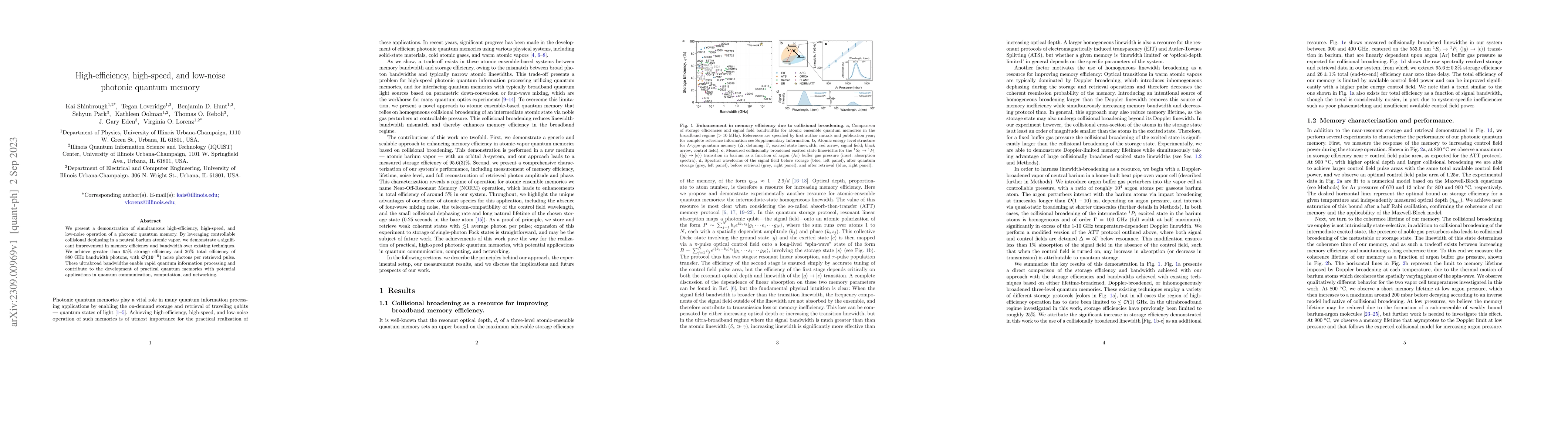 Thumbnail for High-efficiency, high-speed, and low-noise photonic quantum memory