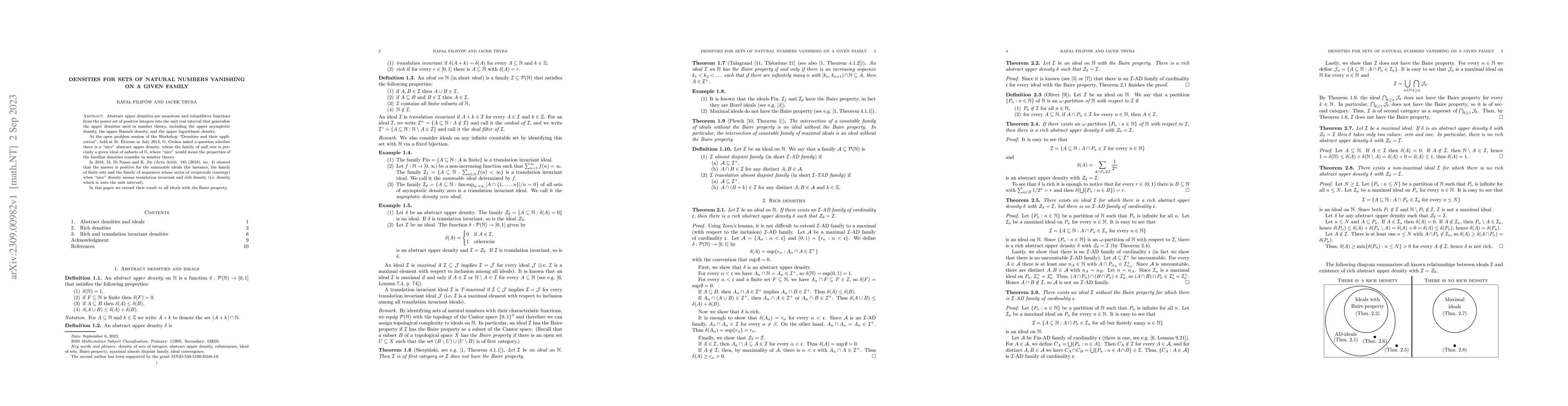 Thumbnail for Densities for sets of natural numbers vanishing on a given family