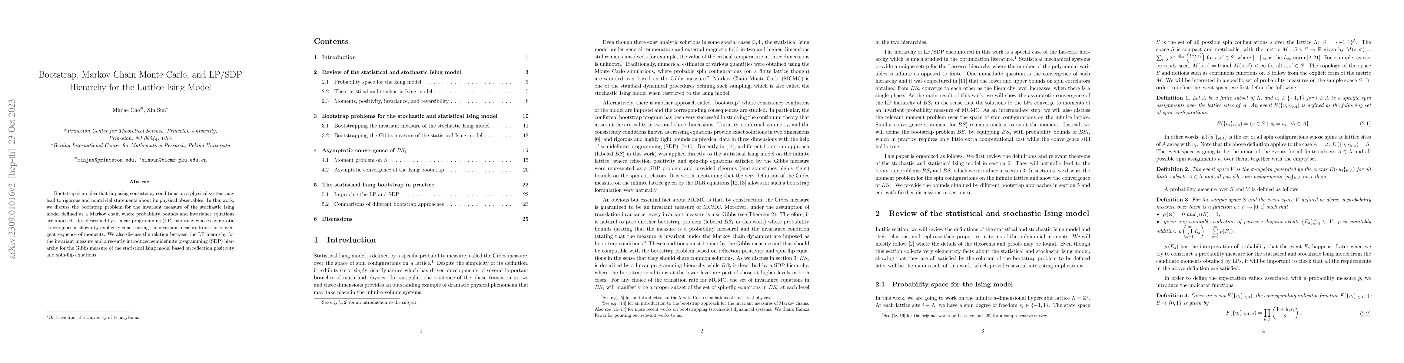 Thumbnail for Bootstrap, Markov Chain Monte Carlo, and LP/SDP Hierarchy for the
  Lattice Ising Model