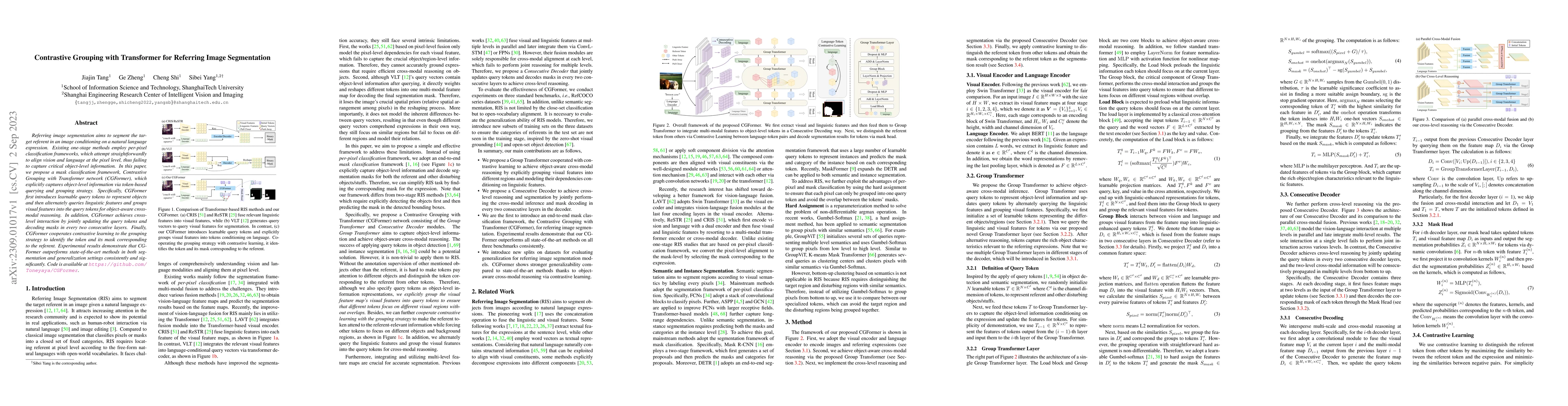 Thumbnail for Contrastive Grouping with Transformer for Referring Image Segmentation
