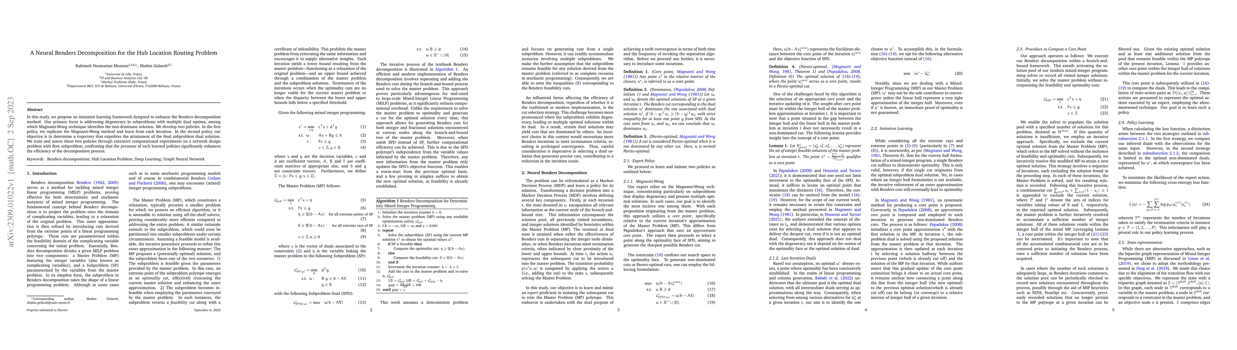 Thumbnail for A Neural Benders Decomposition for the Hub Location Routing Problem