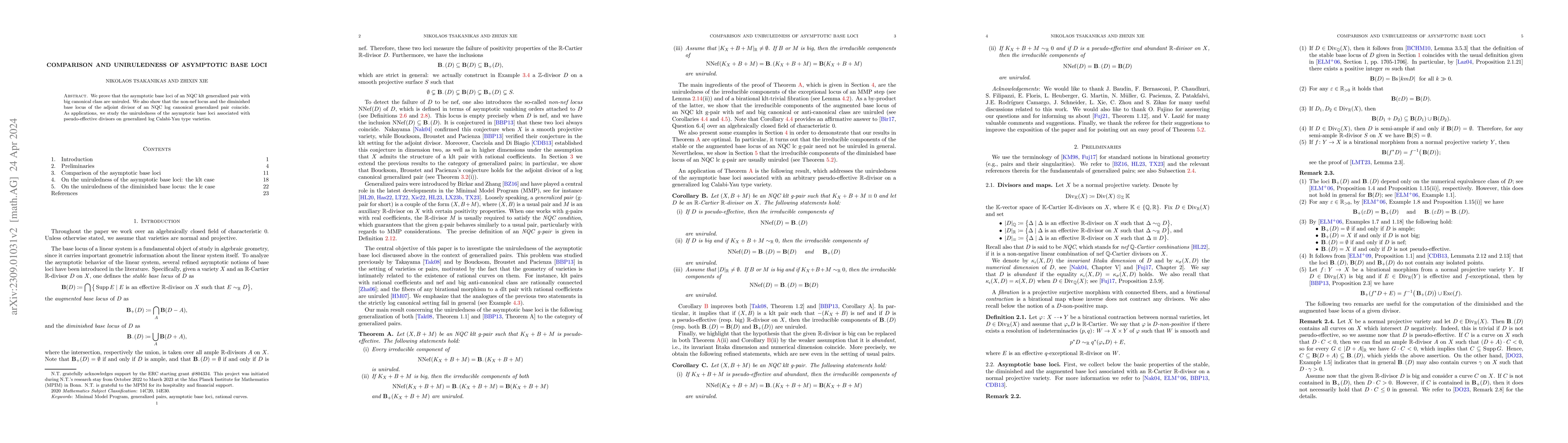 Thumbnail for Comparison and uniruledness of asymptotic base loci