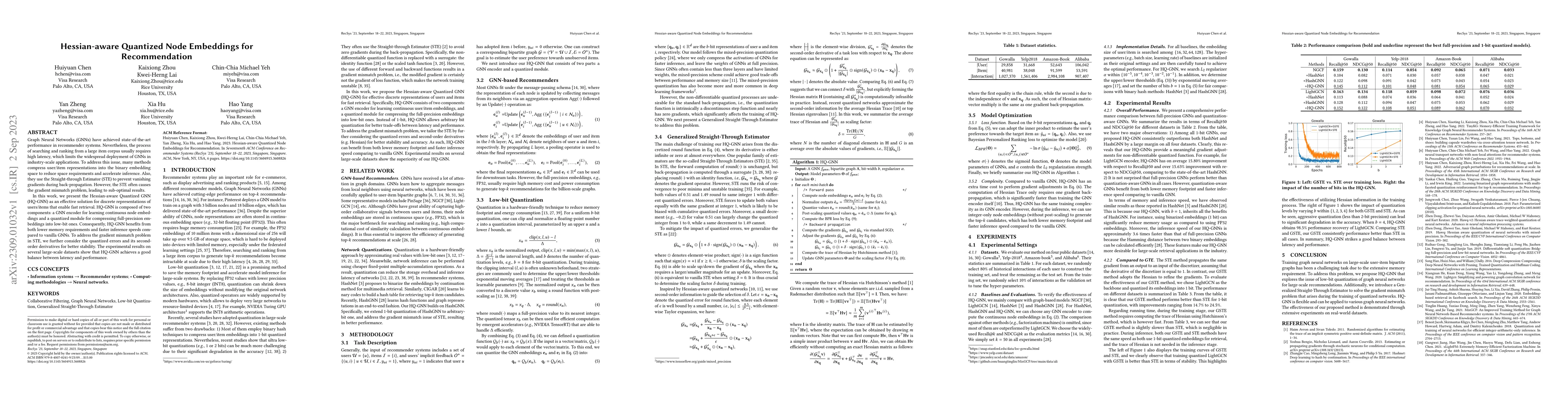 Thumbnail for Hessian-aware Quantized Node Embeddings for Recommendation