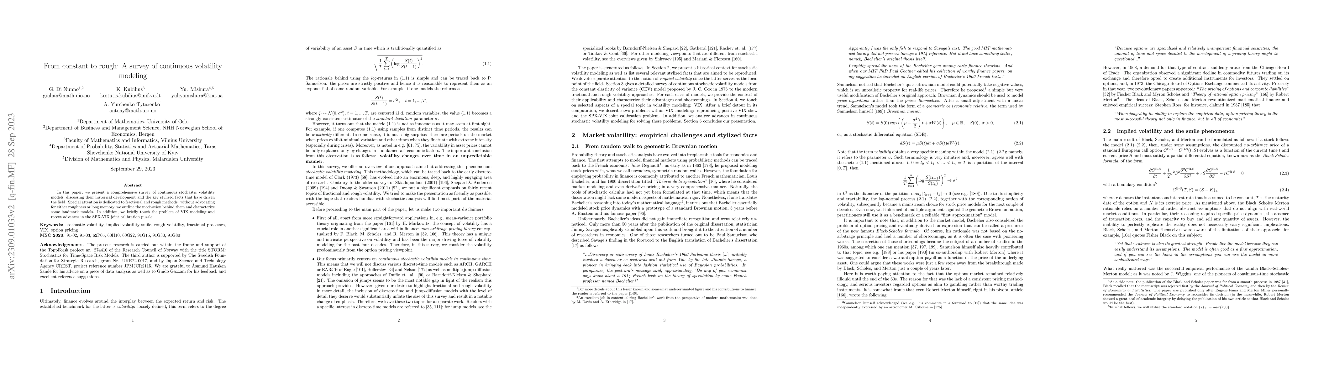 Thumbnail for From constant to rough: A survey of continuous volatility modeling