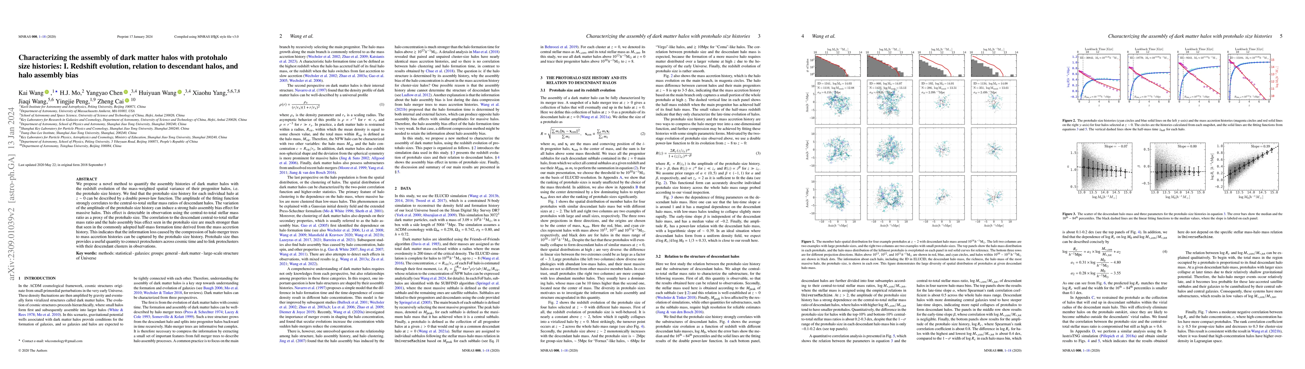 Thumbnail for Characterizing the assembly of dark matter halos with protohalo size
  histories: I. Redshift evolution, relation to descendant halos, and halo
  assembly bias