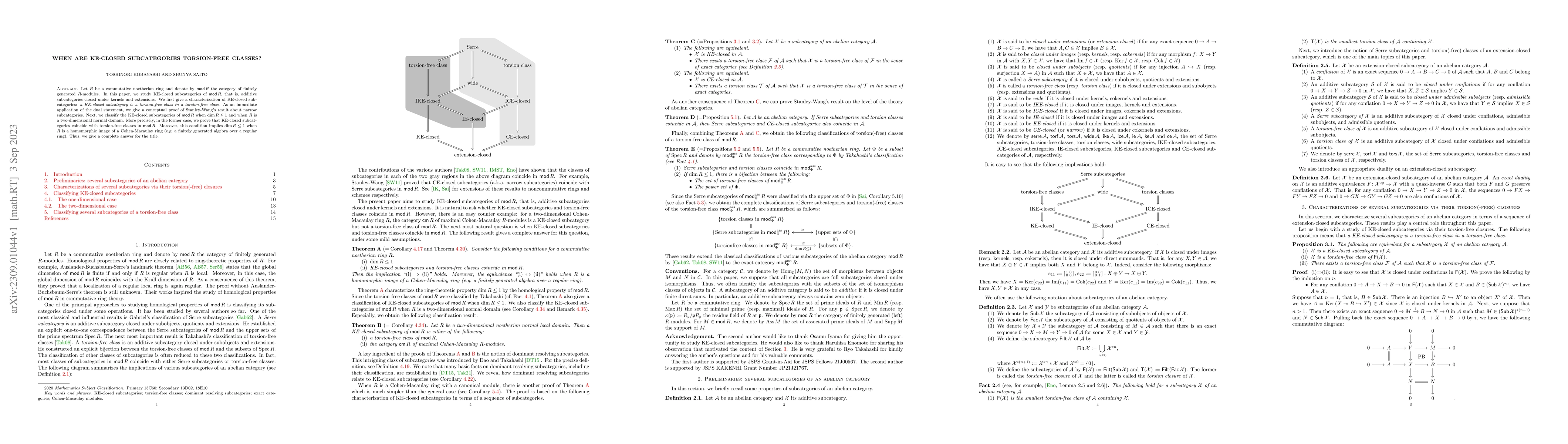 Thumbnail for When are KE-closed subcategories torsion-free classes?
