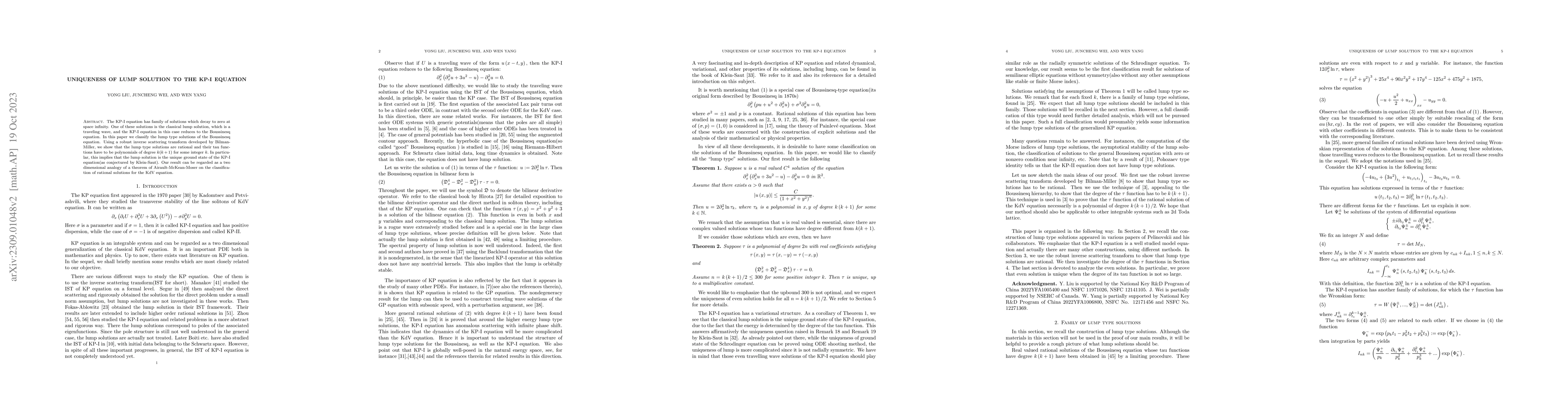Thumbnail for Uniqueness of lump solutions of KP-I equation