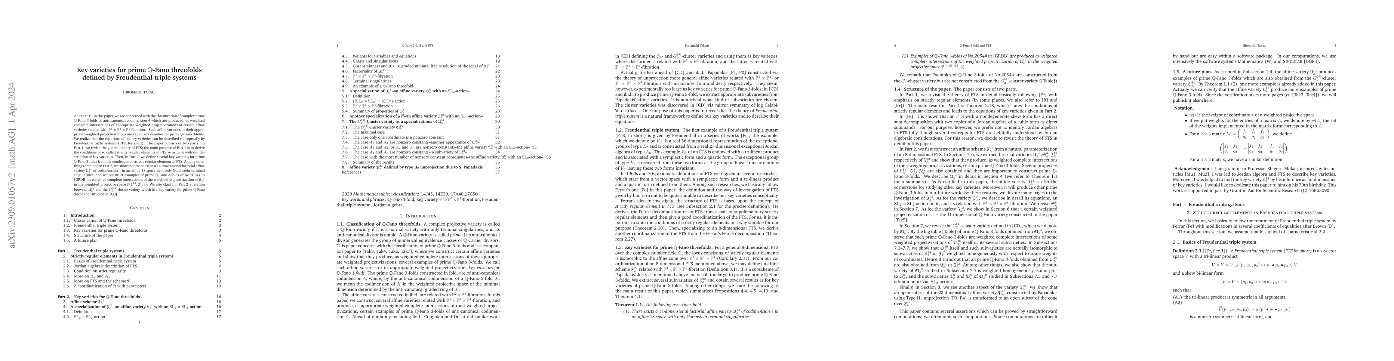 Thumbnail for Key varieties for prime $\mathbb{Q}$-Fano threefolds defined by
  Freudenthal triple systems