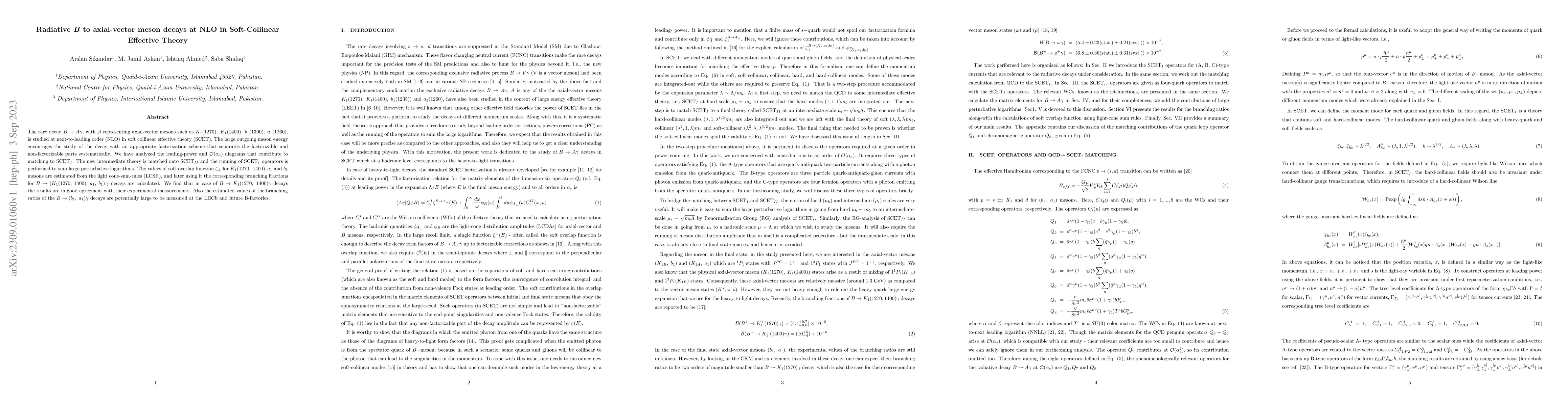 Thumbnail for Radiative $B$ to axial-vector meson decays at NLO in Soft-Collinear
  Effective Theory