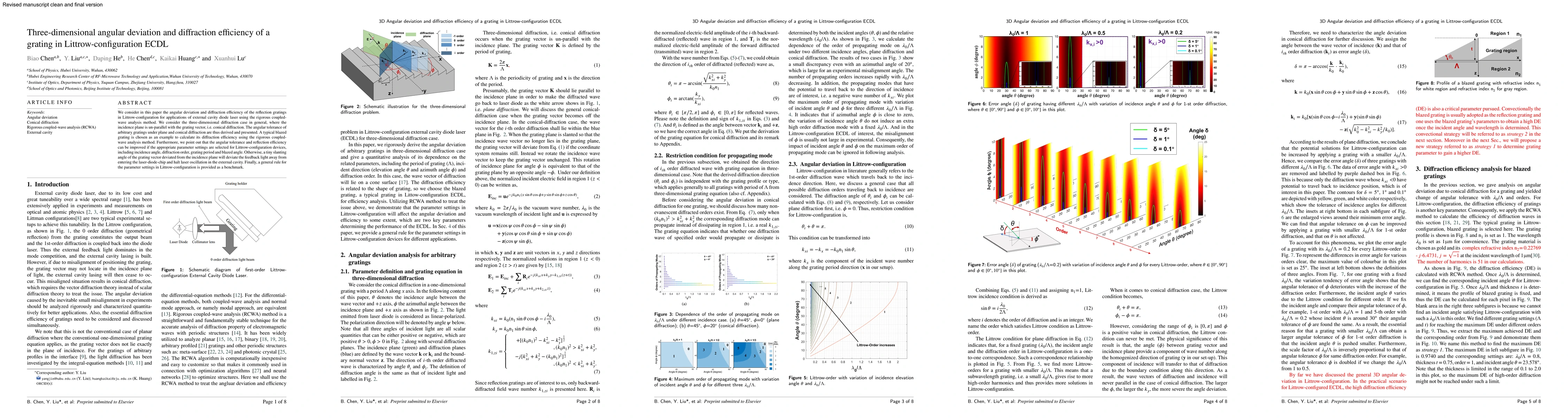 Thumbnail for Three-dimensional angular deviation and diffraction efficiency of a
  grating in Littrow-configuration ECDL