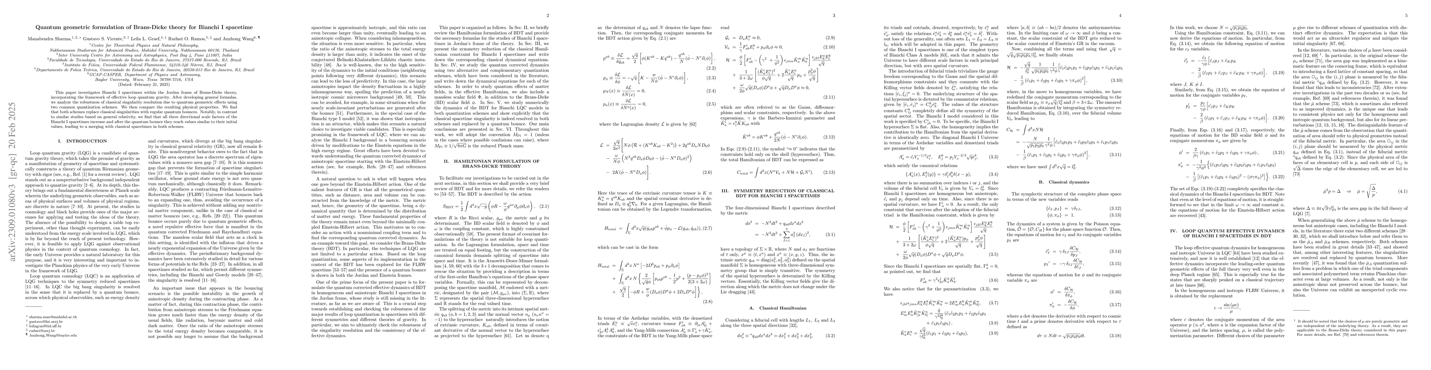 Thumbnail for Quantum geometric formulation of Brans-Dicke theory for Bianchi I
  spacetime