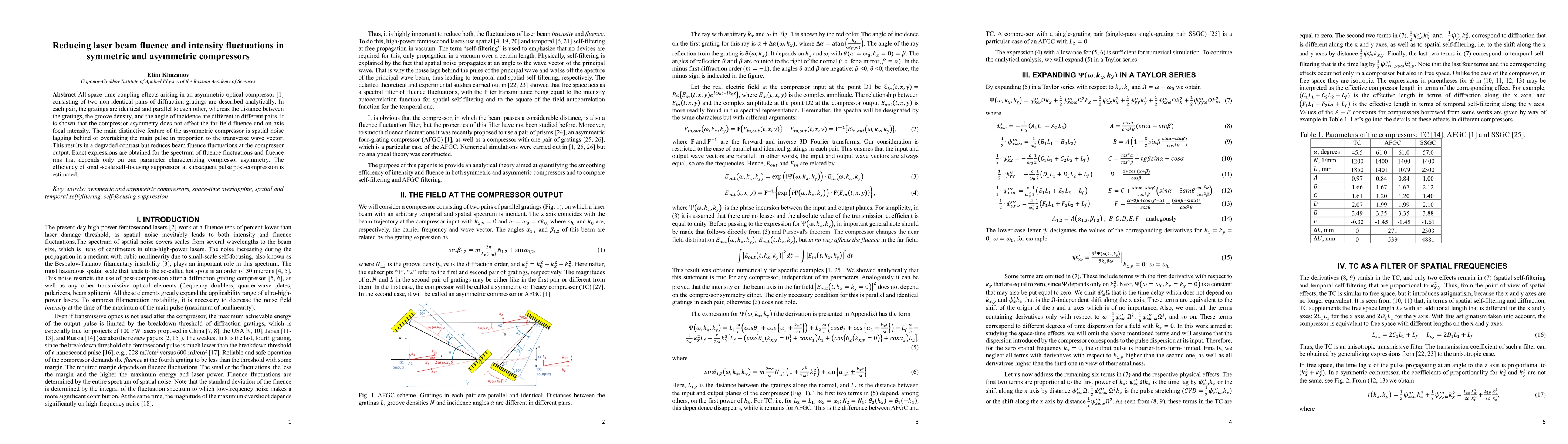Thumbnail for Reducing laser beam fluence and intensity fluctuations in symmetric and
  asymmetric compressors