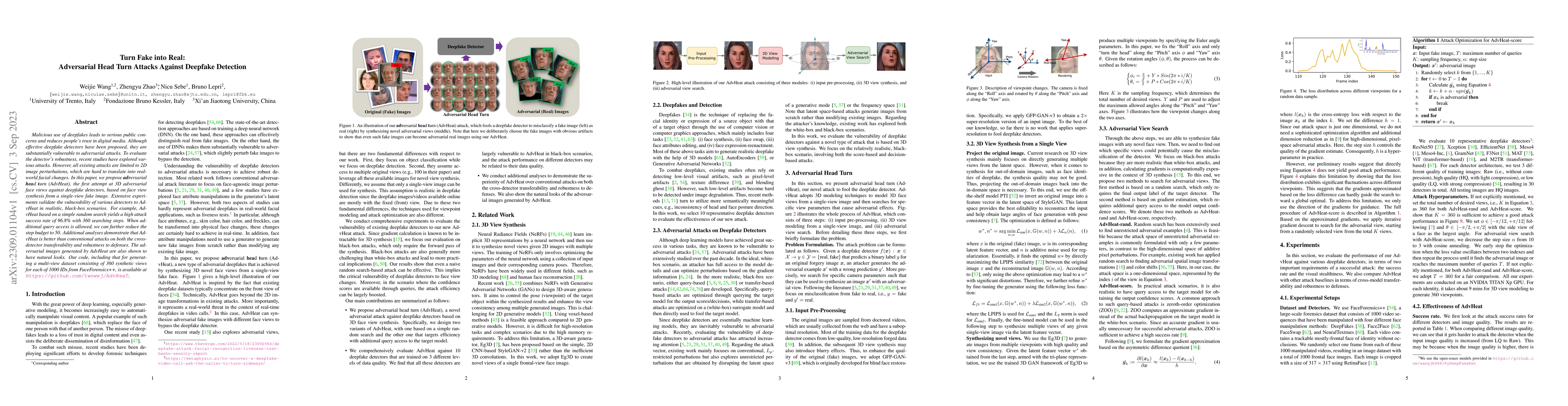 Thumbnail for Turn Fake into Real: Adversarial Head Turn Attacks Against Deepfake
  Detection