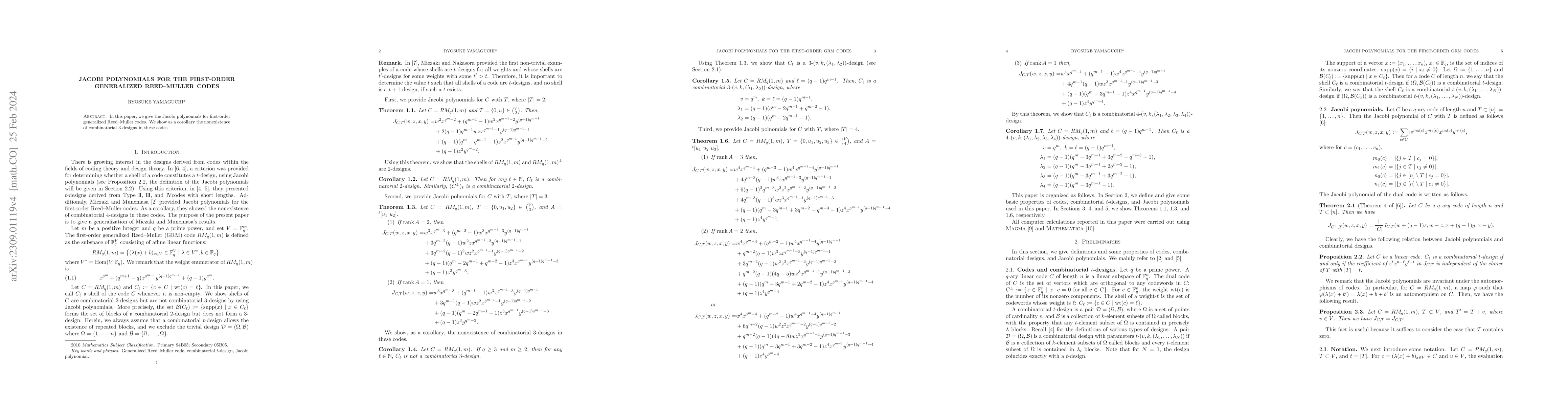 Thumbnail for Jacobi polynomials for the first-order generalized Reed--Muller codes