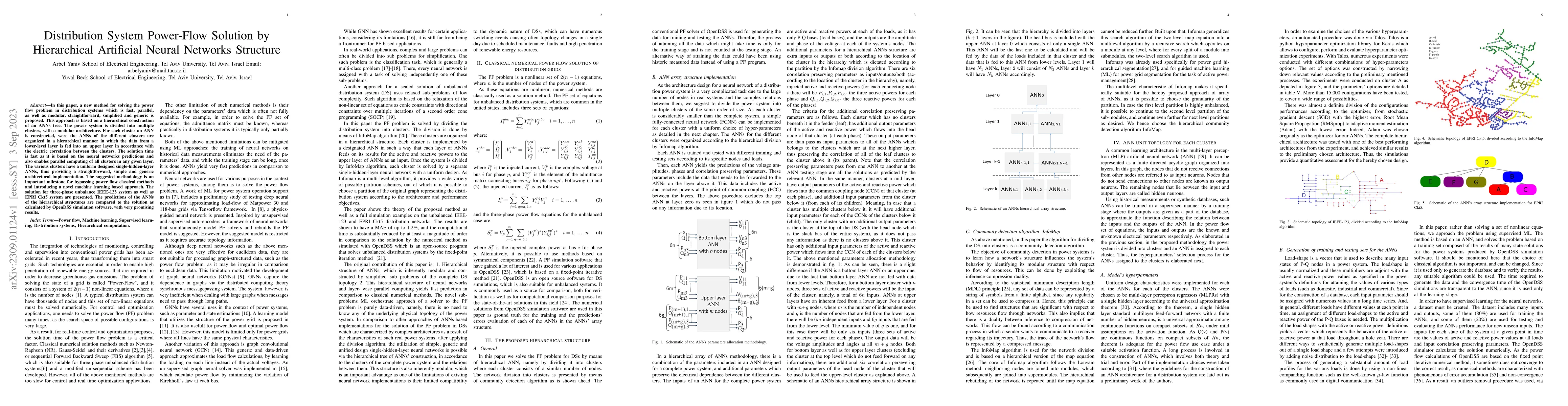 Thumbnail for Distribution System Power-Flow Solution by Hierarchical Artificial
  Neural Networks Structure