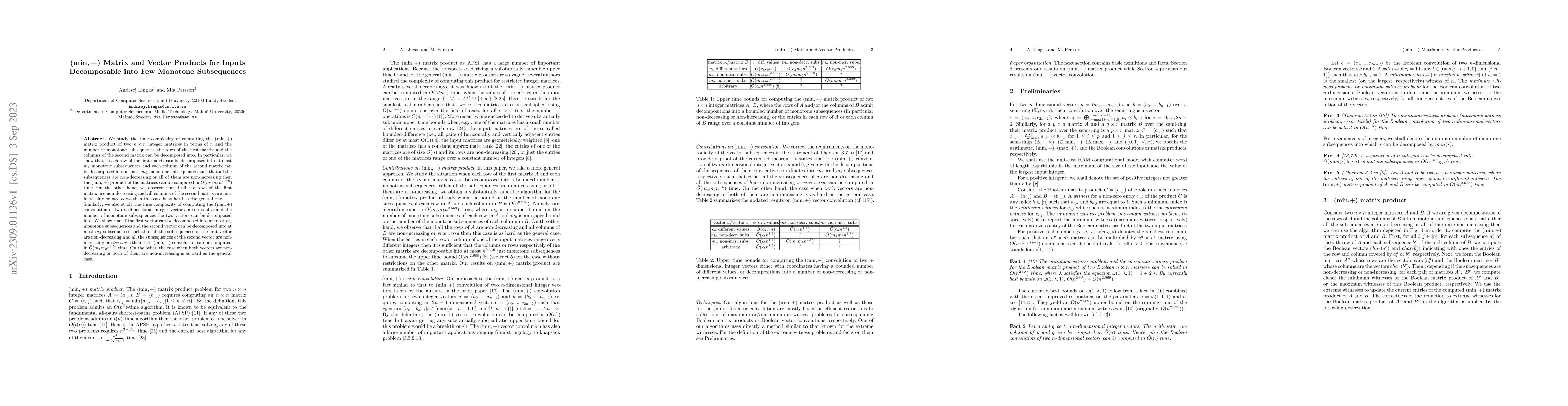 Thumbnail for $(\min,+)$ Matrix and Vector Products for Inputs Decomposable into Few
  Monotone Subsequences