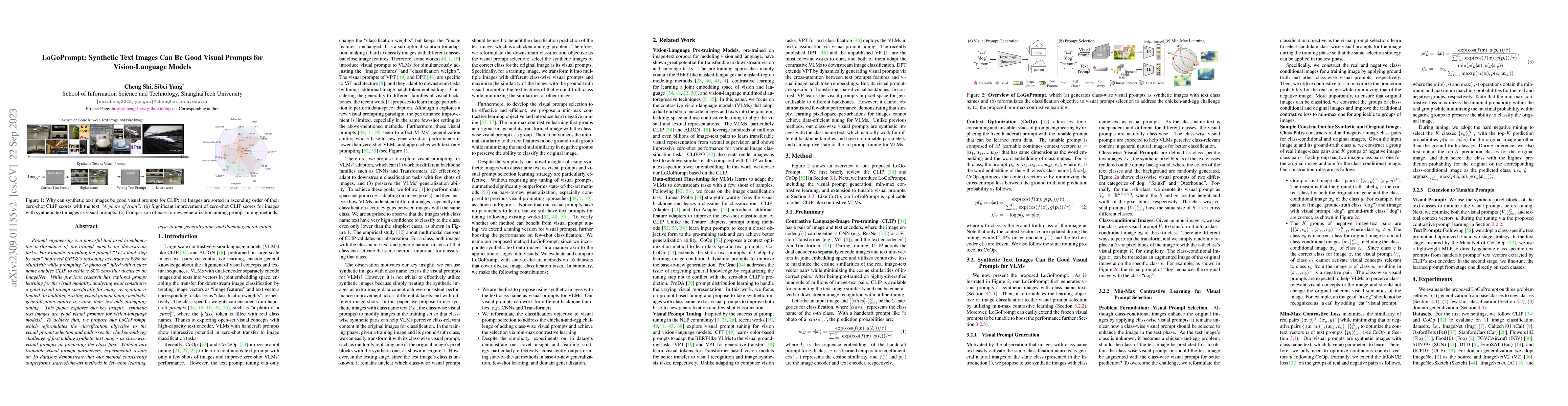 Thumbnail for LoGoPrompt: Synthetic Text Images Can Be Good Visual Prompts for
  Vision-Language Models