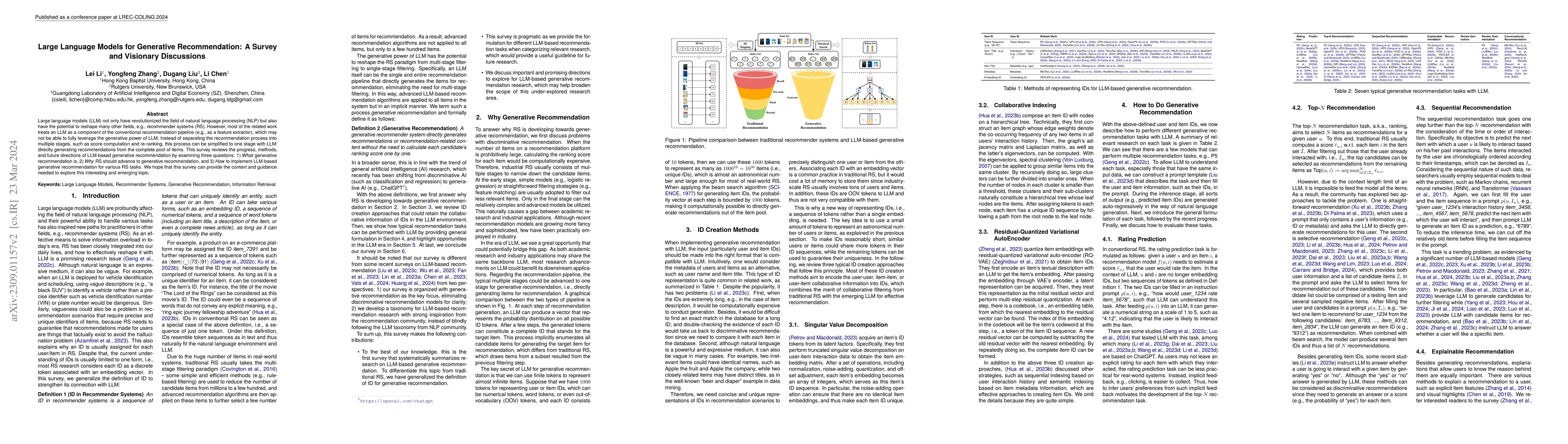 Thumbnail for Large Language Models for Generative Recommendation: A Survey and
  Visionary Discussions