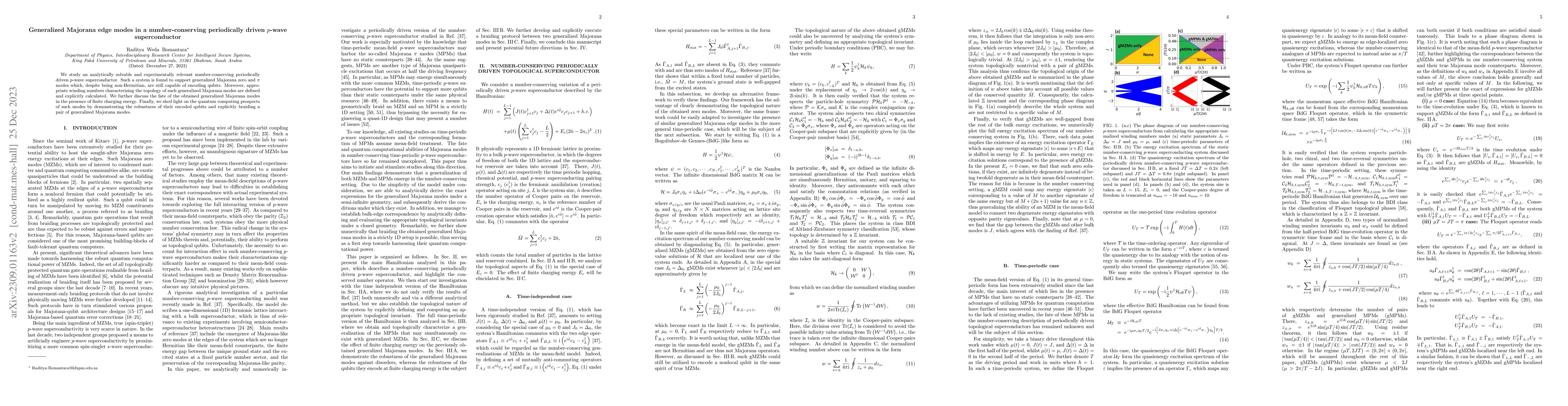 Thumbnail for Generalized Majorana edge modes in a number-conserving periodically
  driven $p$-wave superconductor