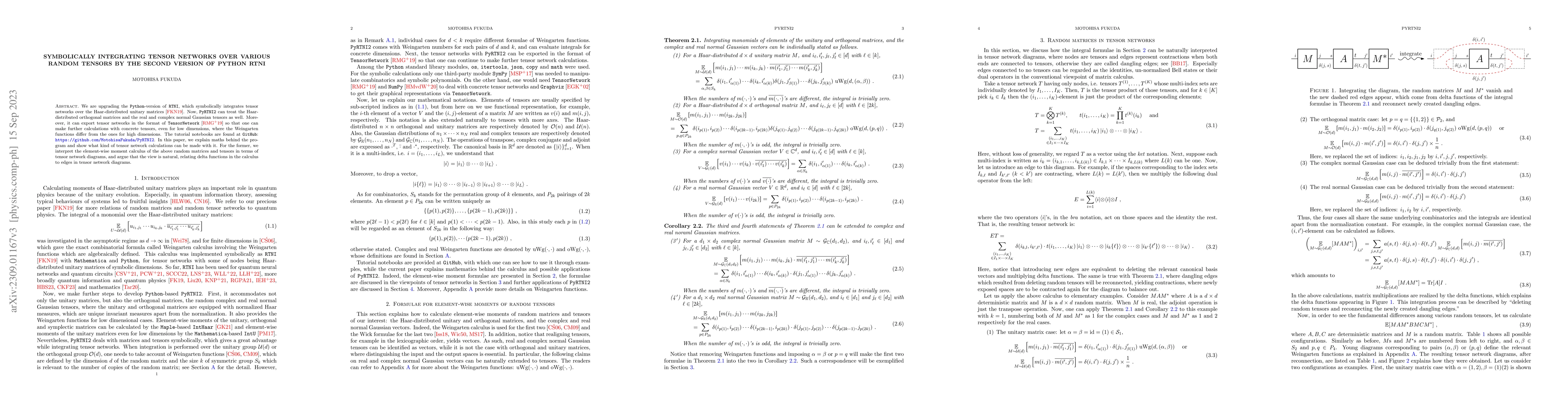 Thumbnail for Symbolically integrating tensor networks over various random tensors by
  the second version of Python RTNI