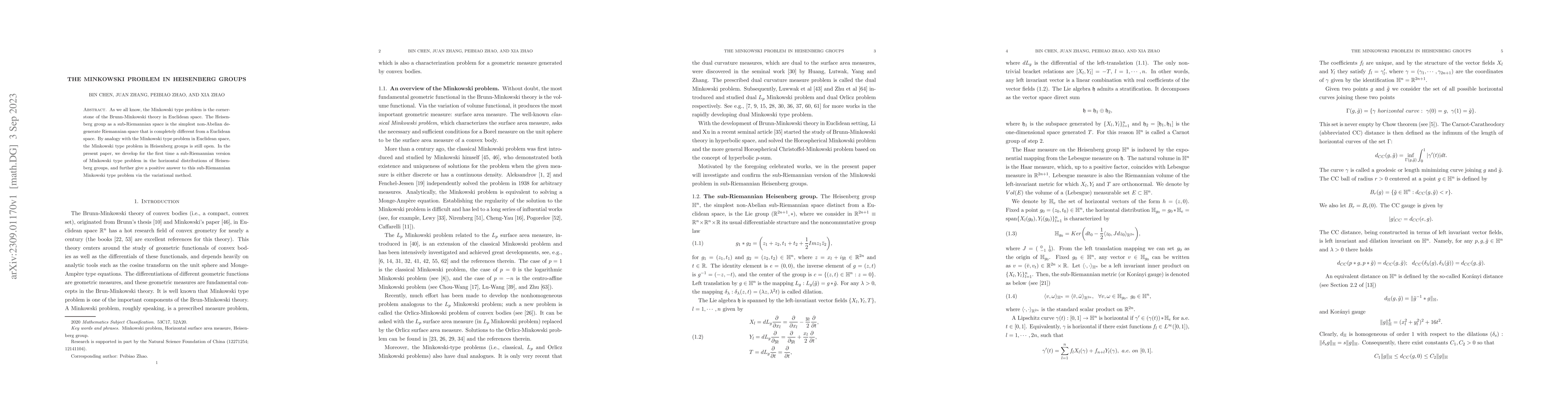 Thumbnail for The Minkowski problem in Heisenberg groups