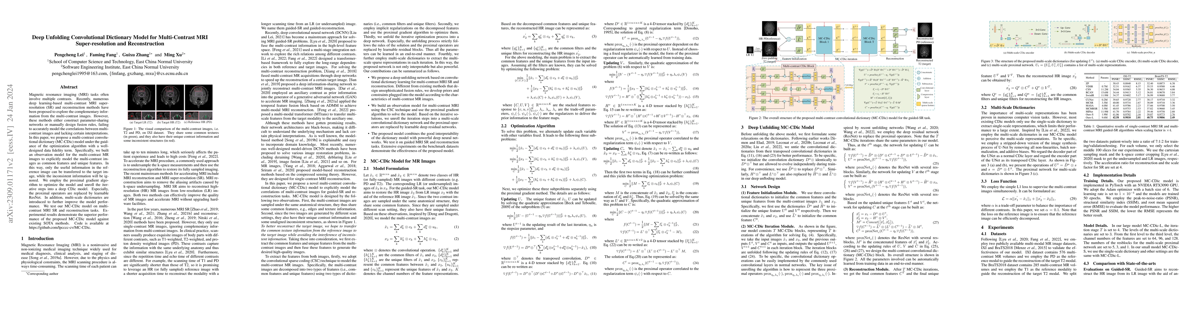 Thumbnail for Deep Unfolding Convolutional Dictionary Model for Multi-Contrast MRI
  Super-resolution and Reconstruction