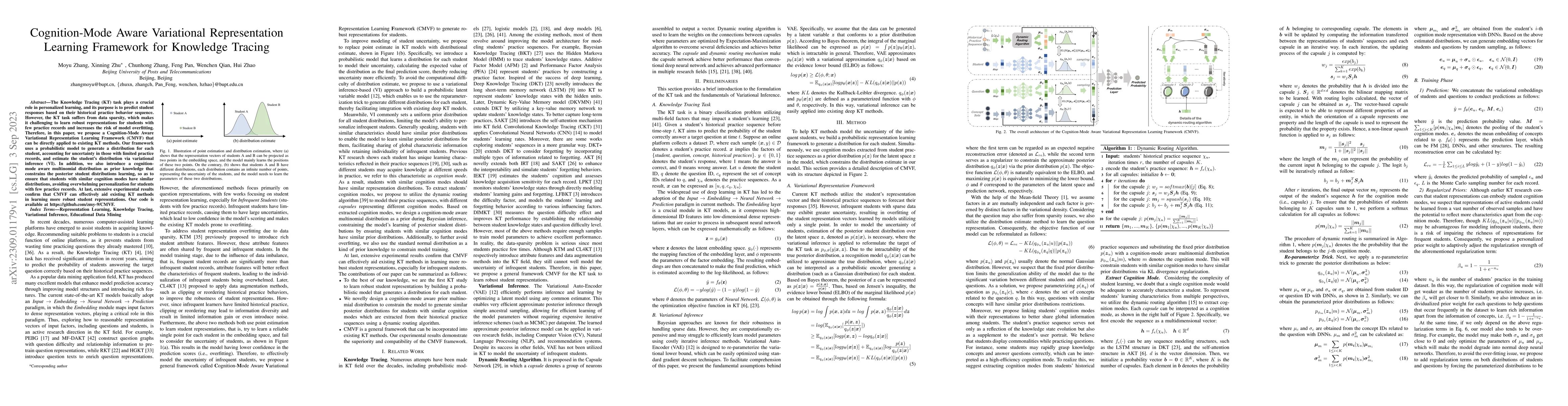 Thumbnail for Cognition-Mode Aware Variational Representation Learning Framework for
  Knowledge Tracing