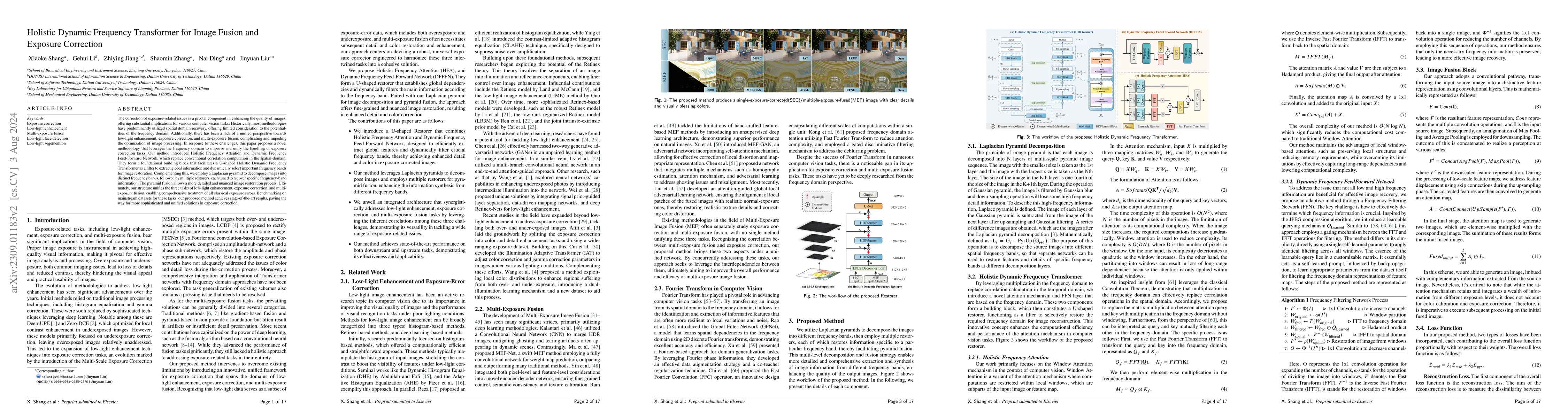 Thumbnail for Holistic Dynamic Frequency Transformer for Image Fusion and Exposure
  Correction