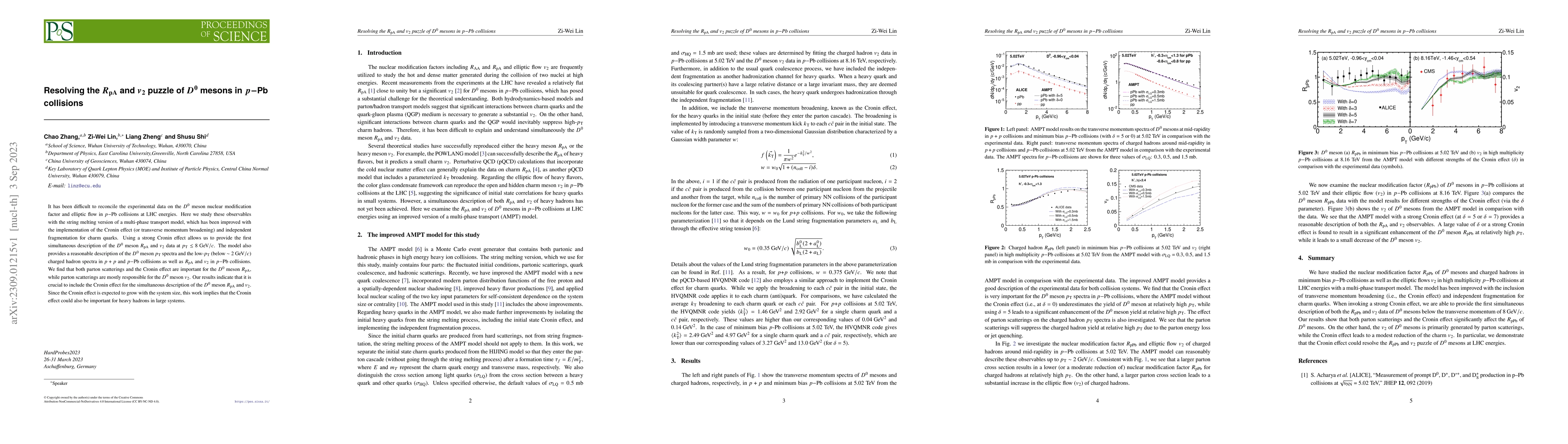 Thumbnail for Resolving the $R_{\rm pA}$ and $v_2$ puzzle of $D^0$ mesons in $p-$Pb
  collisions