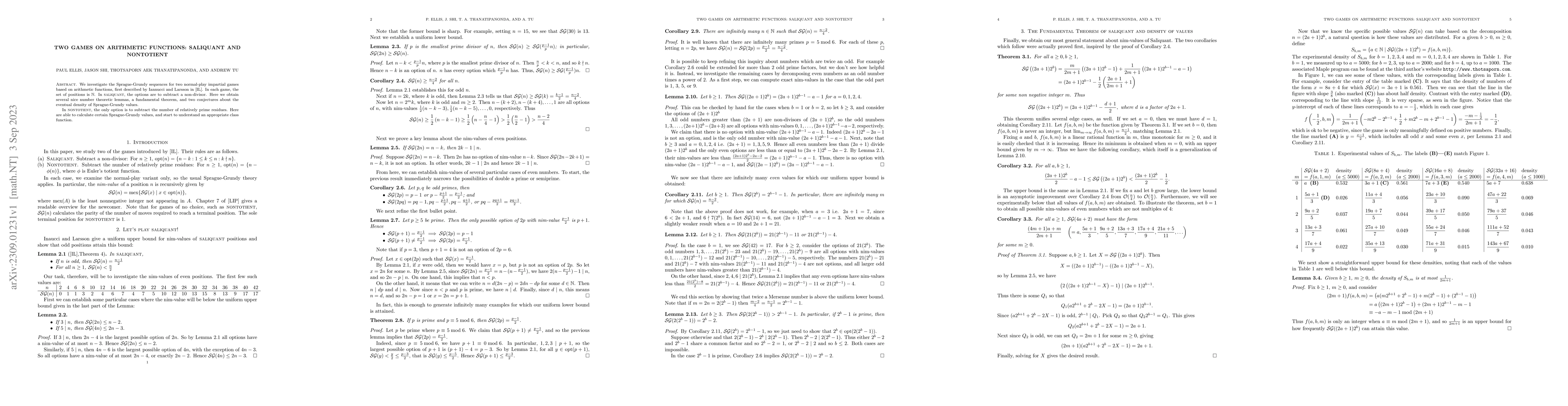 Thumbnail for Two Games on Arithmetic Functions: SALIQUANT and NONTOTIENT