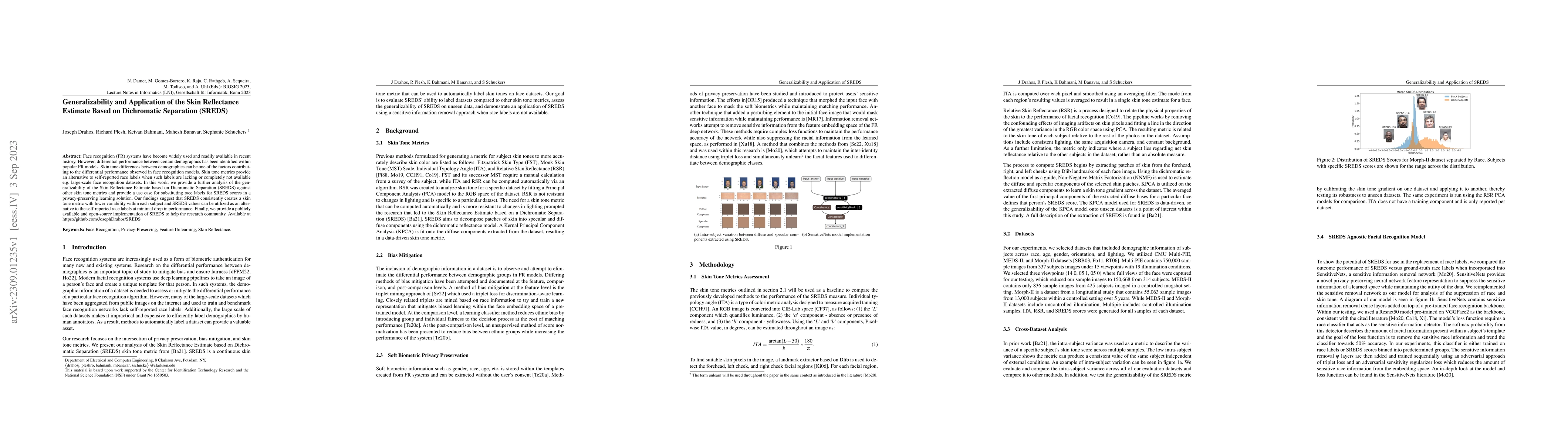 Thumbnail for Generalizability and Application of the Skin Reflectance Estimate Based
  on Dichromatic Separation (SREDS)
