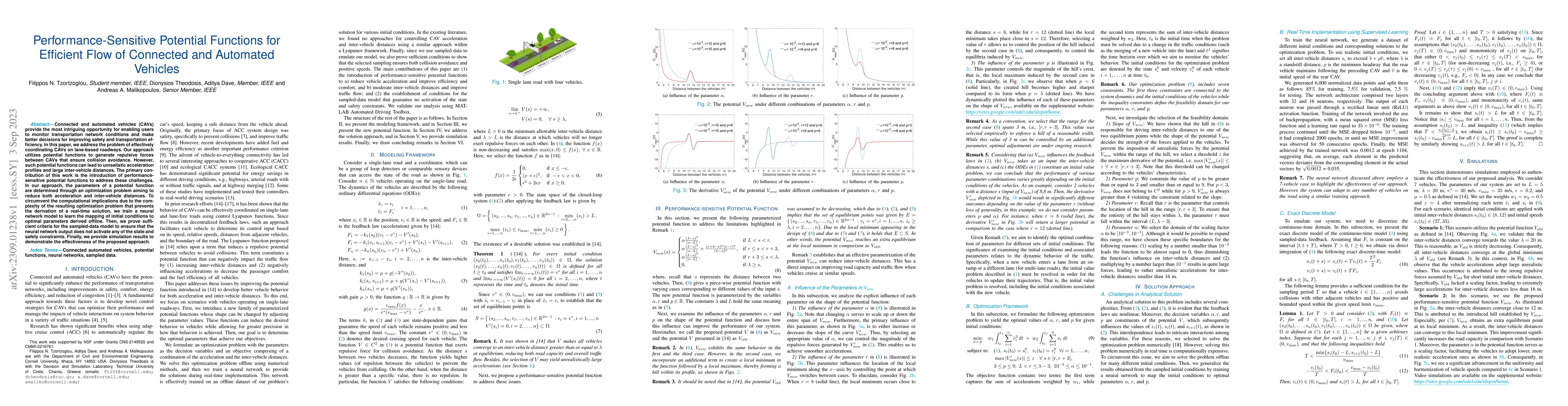 Thumbnail for Performance-Sensitive Potential Functions for Efficient Flow of
  Connected and Automated Vehicles