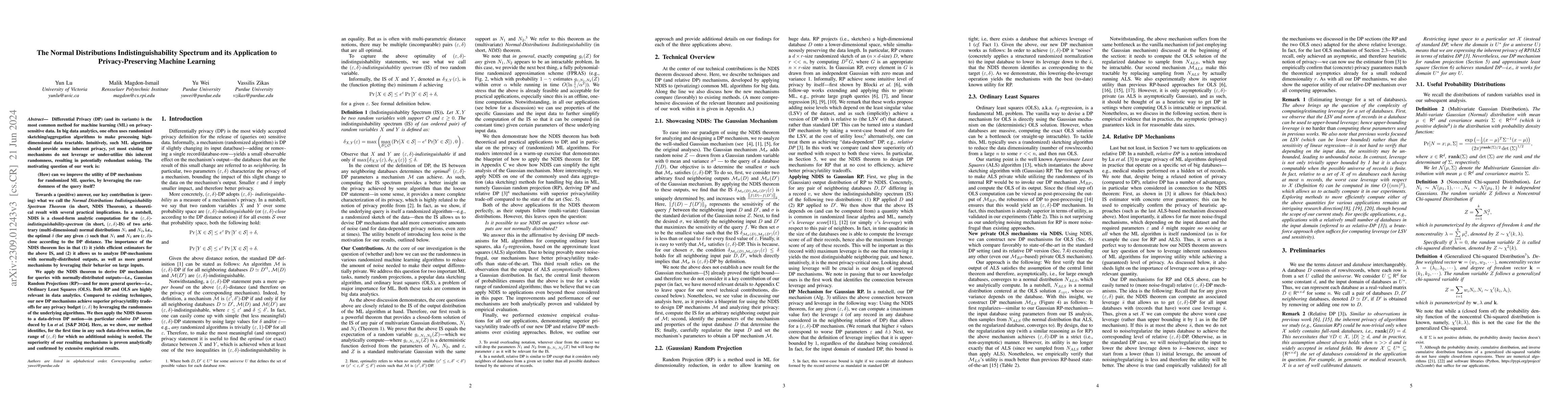 Thumbnail for The Normal Distributions Indistinguishability Spectrum and its
  Application to Privacy-Preserving Machine Learning
