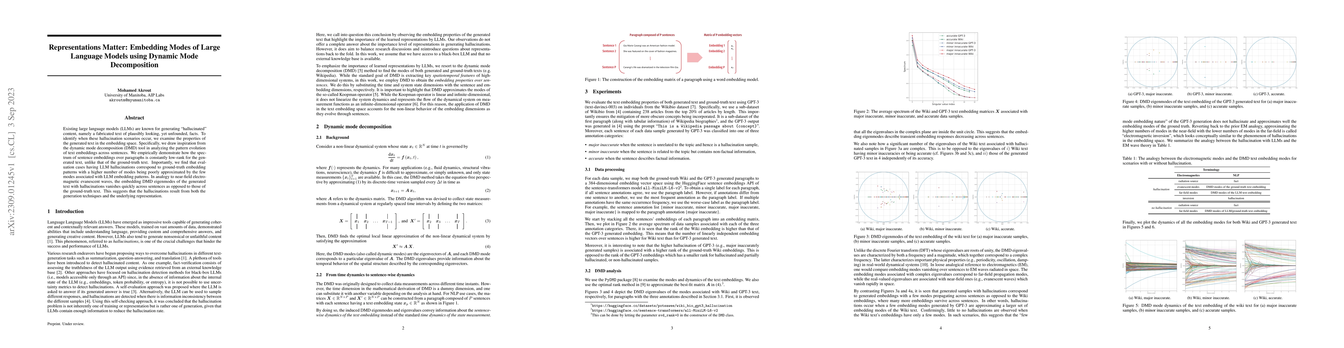 Thumbnail for Representations Matter: Embedding Modes of Large Language Models using
  Dynamic Mode Decomposition