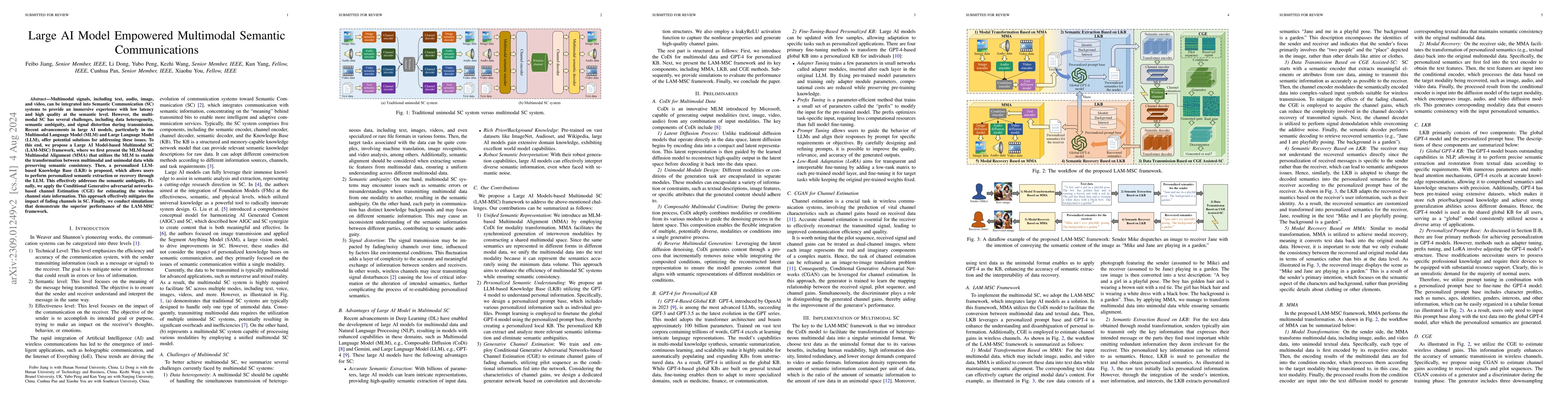 Thumbnail for Large AI Model Empowered Multimodal Semantic Communications
