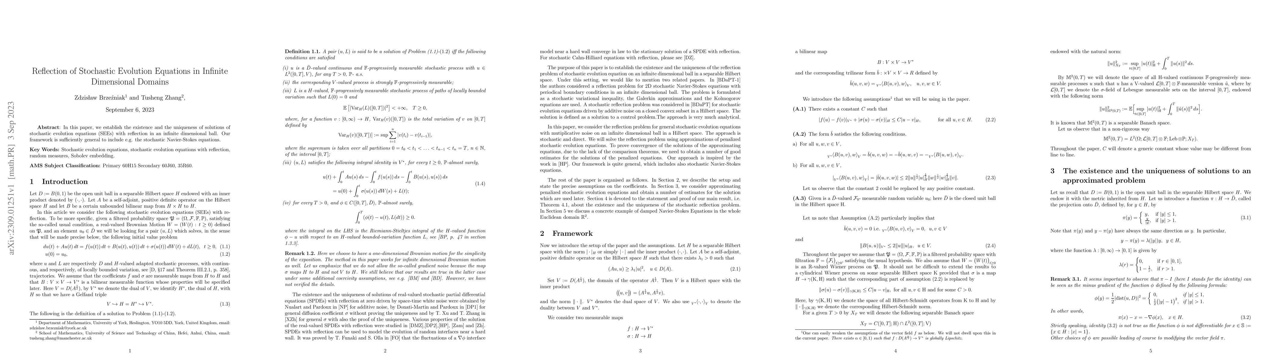 Thumbnail for Reflection of Stochastic Evolution Equations in Infinite Dimensional
  Domains